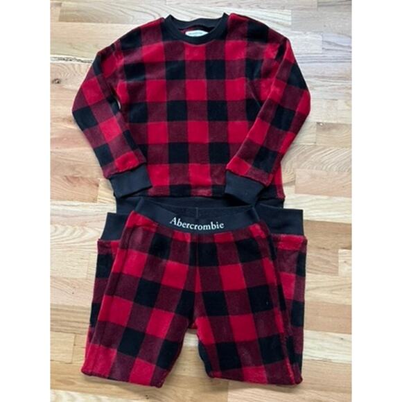 Abercrombie Kids Red Buffalo Check Fleece PJ Set (Size 7/8) - Picture 1 of 6